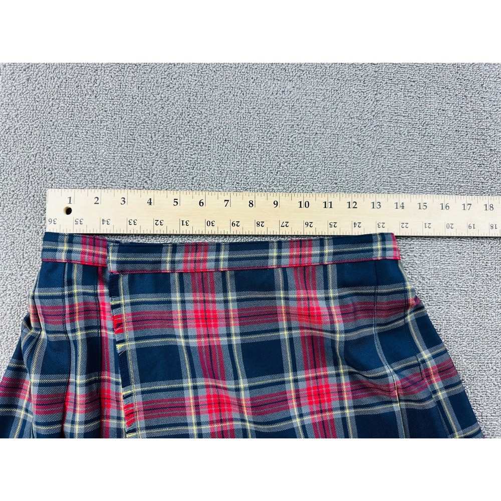 Mango Skirt Women S Blue Red Pleated Midi High Waist Plaid Tartan Collegiate - Picture 3 of 7